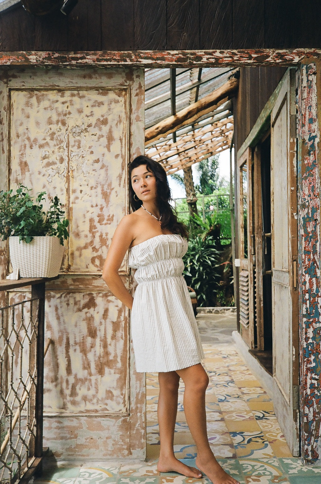 Stripe Strapless Mini Dress