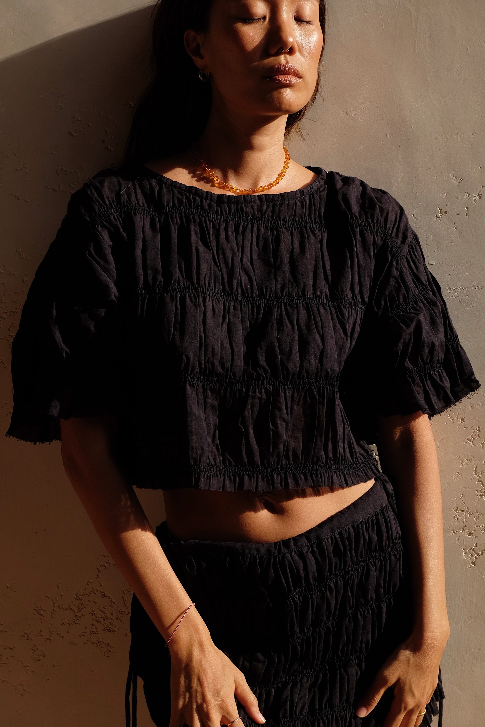 moran ruched crop top