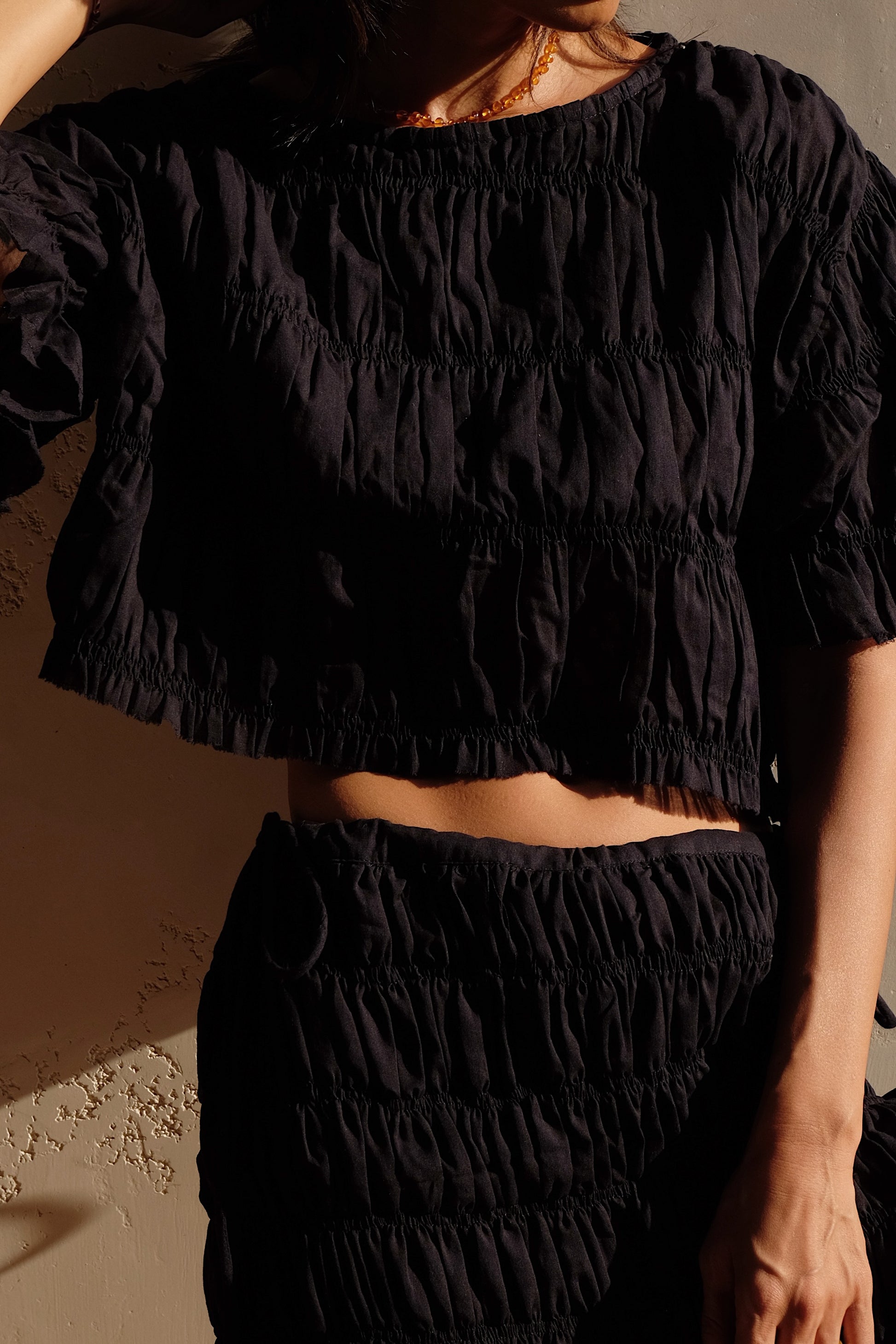 moran ruched crop top