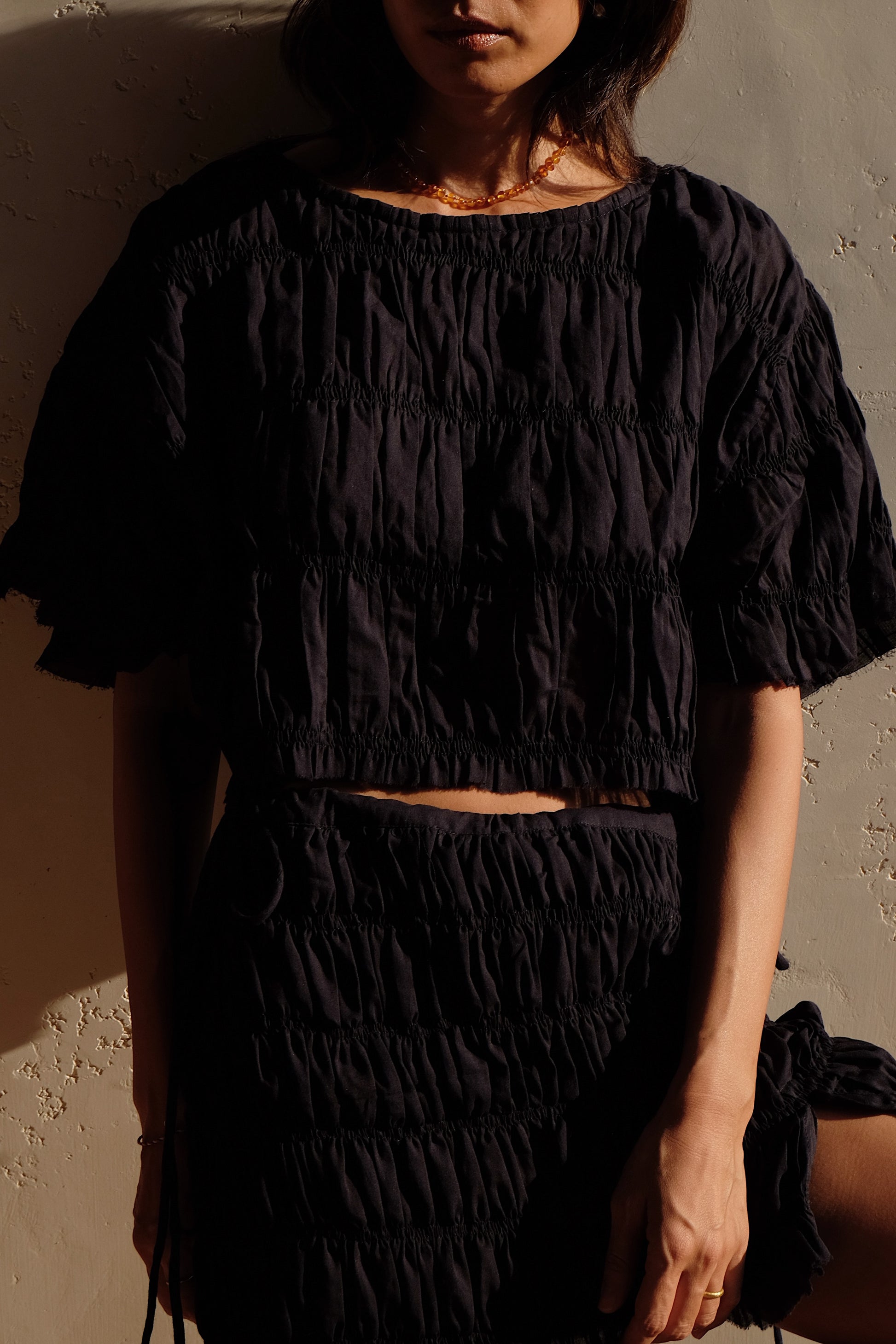moran ruched crop top