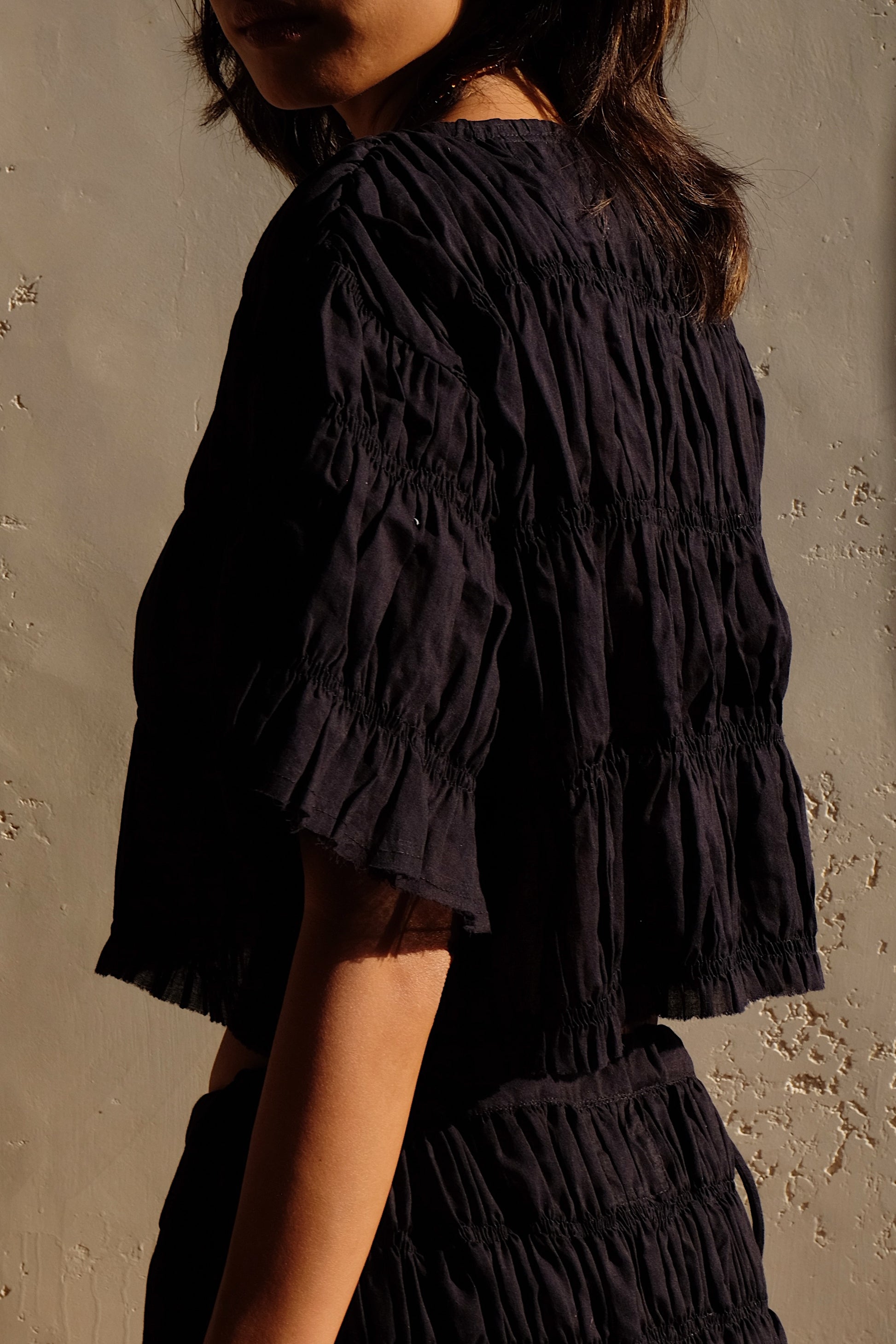 moran ruched crop top