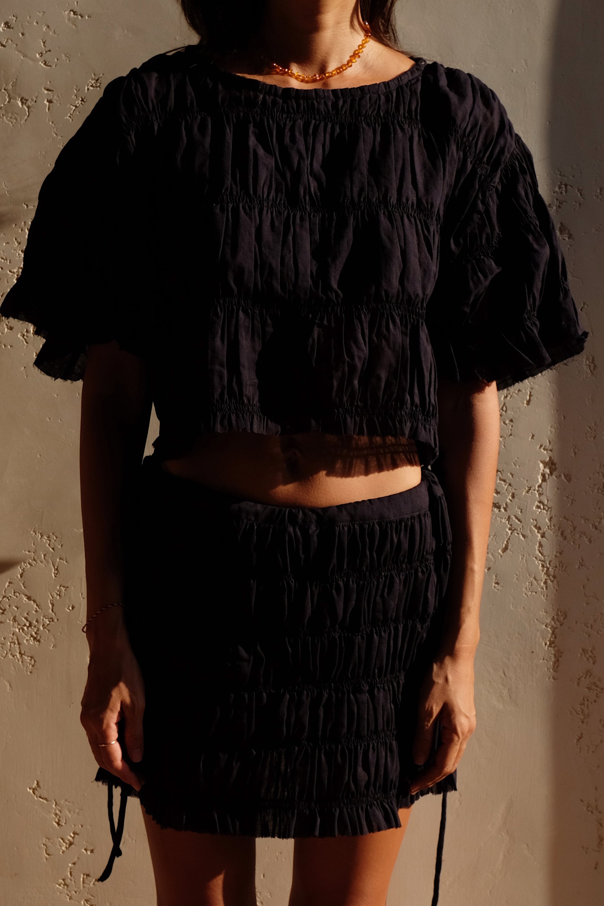 moran ruched crop top