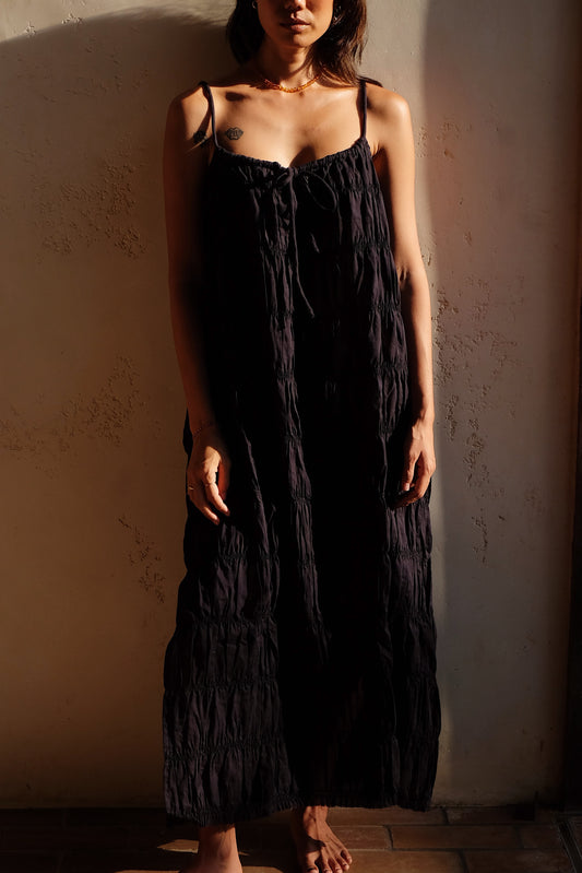 moran ruched tie maxi dress