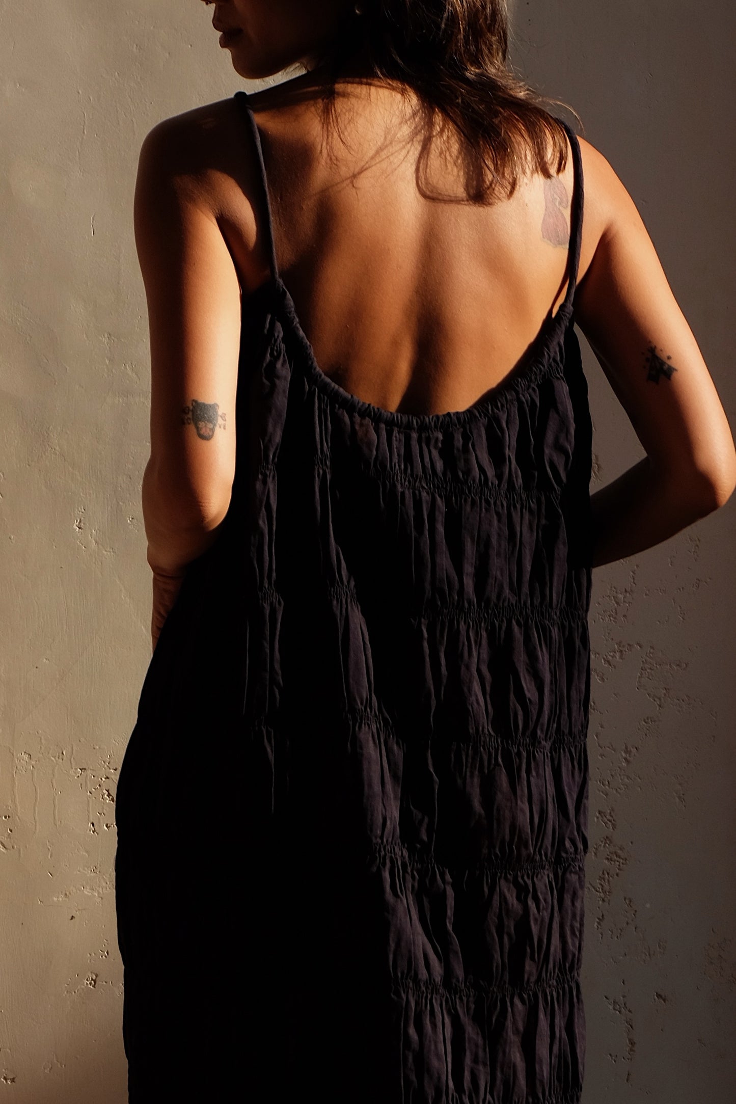 moran ruched tie maxi dress