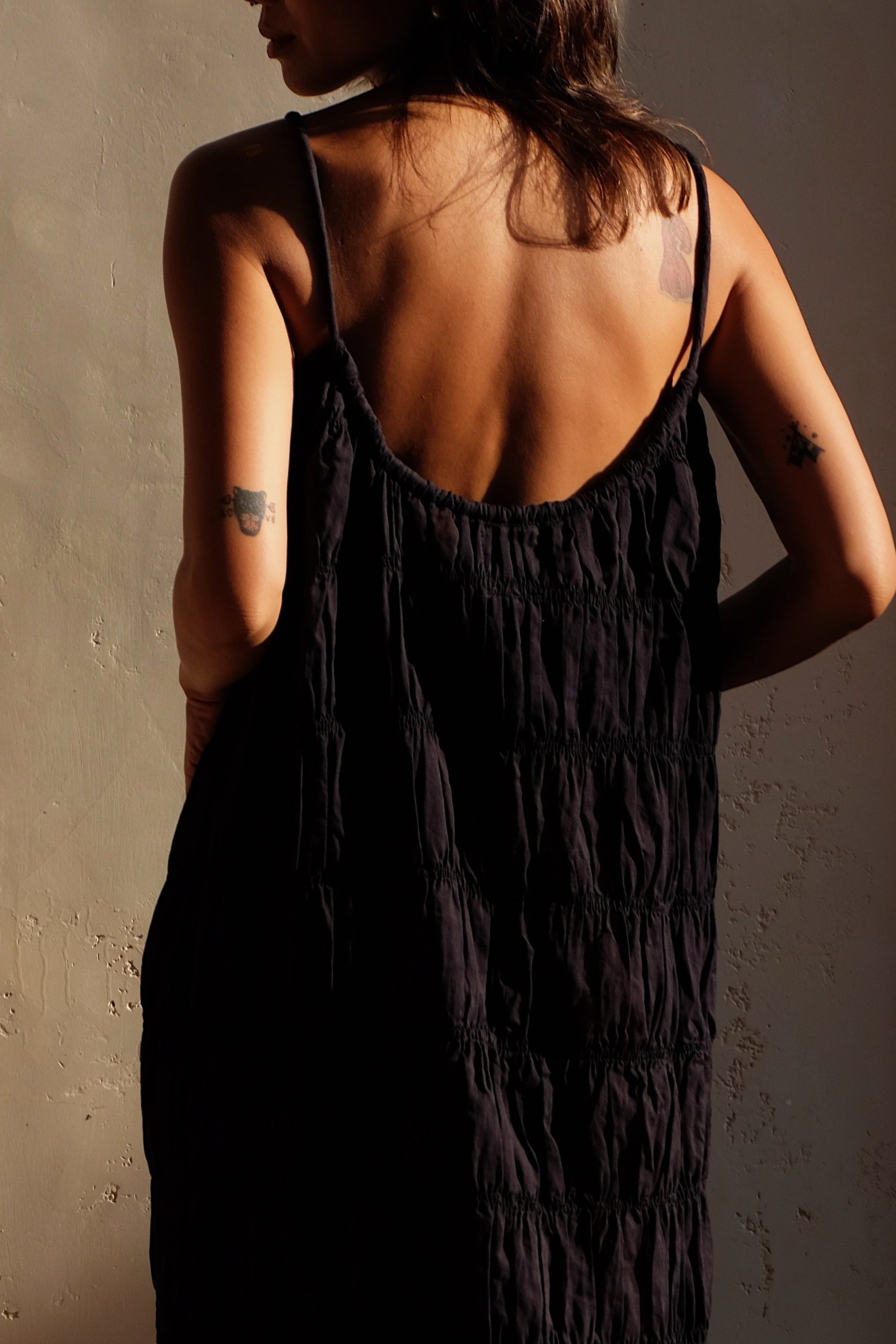 moran ruched tie maxi dress
