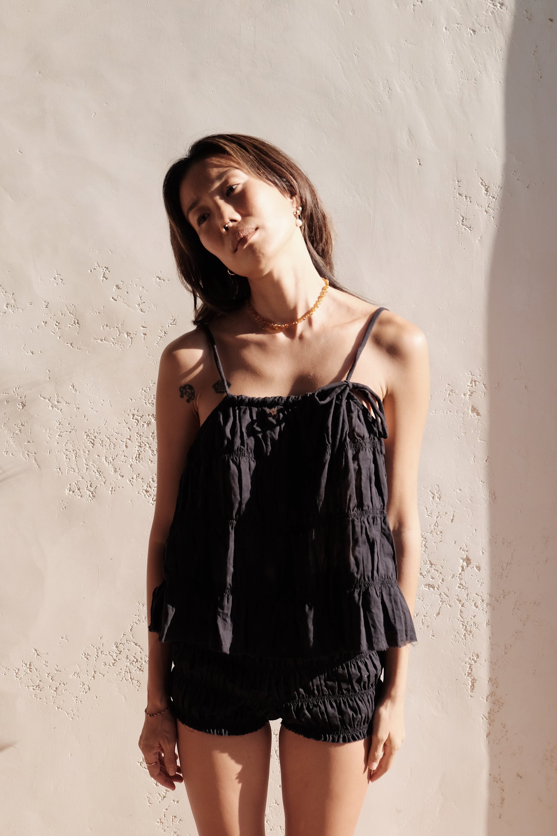 moran ruched tie top