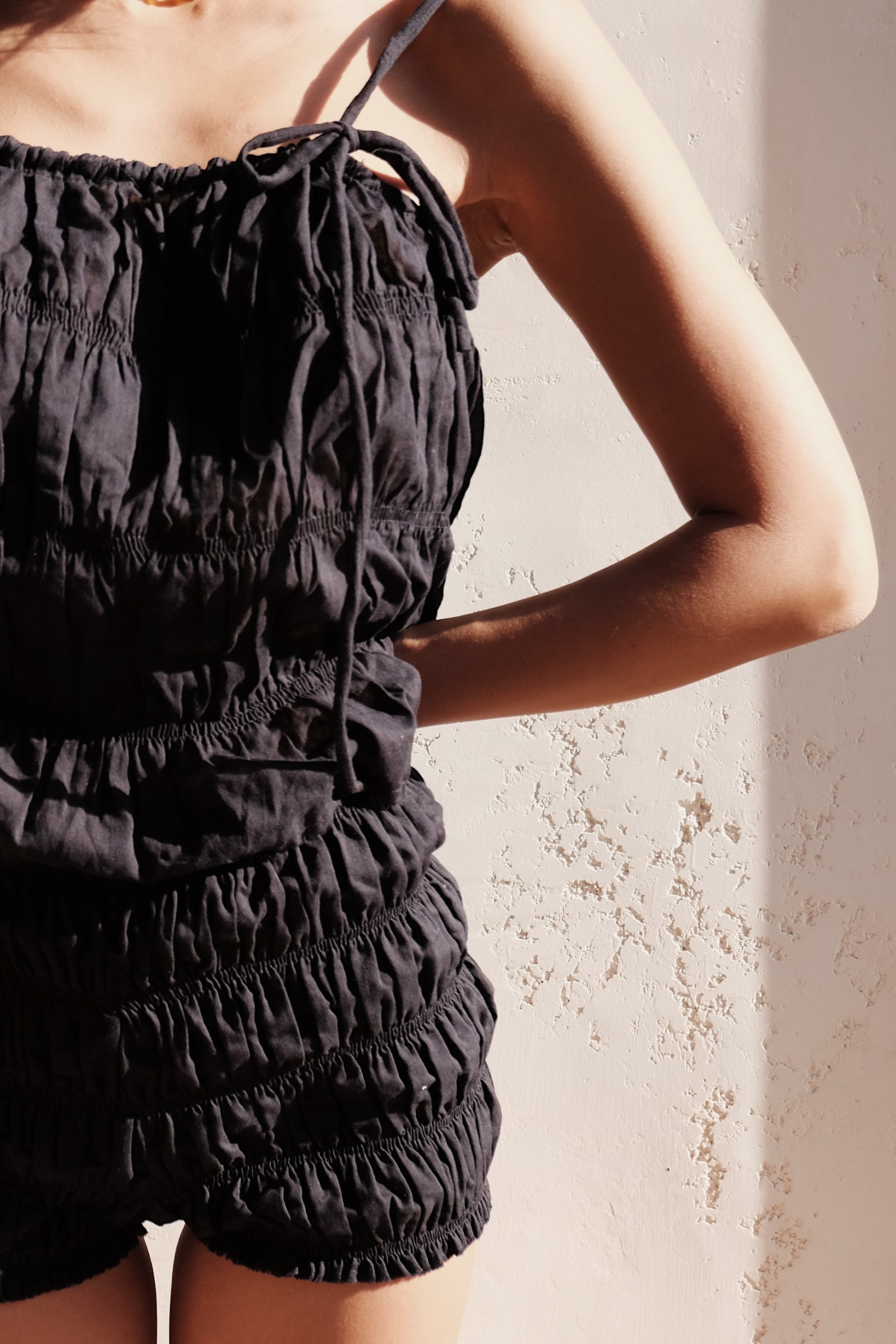 moran ruched tie top