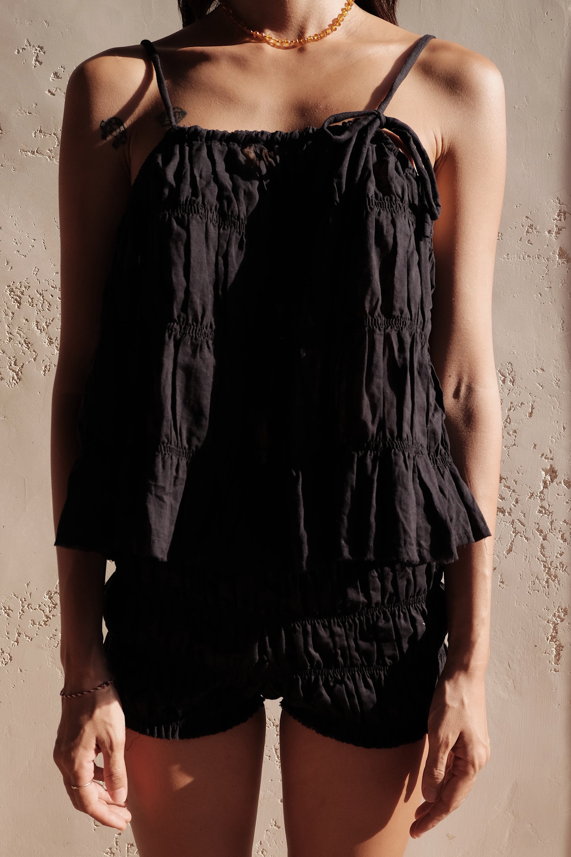 moran ruched tie top