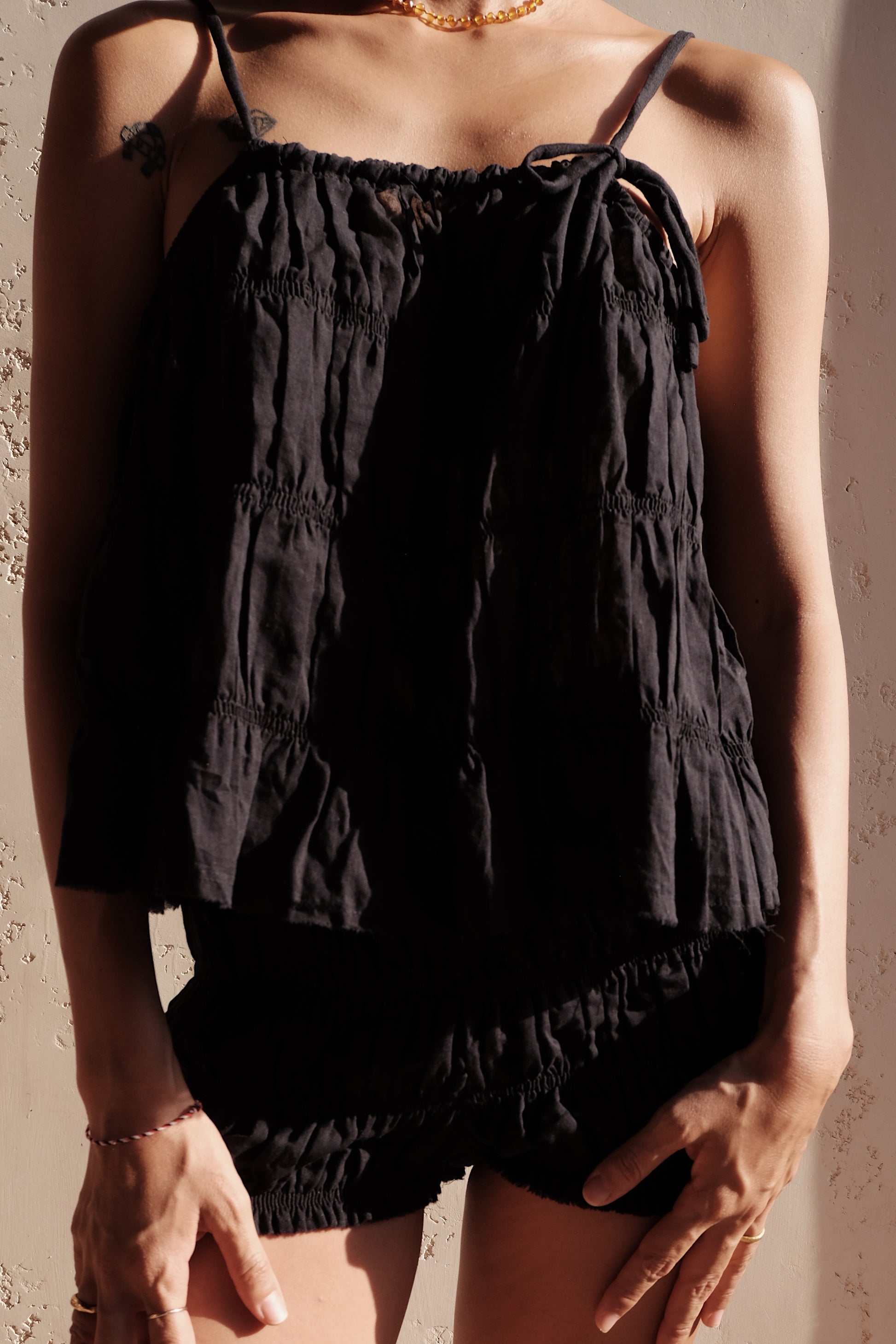 moran ruched tie top
