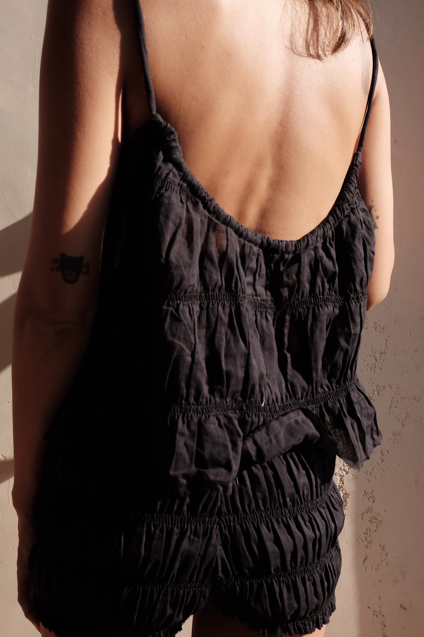 moran ruched tie top