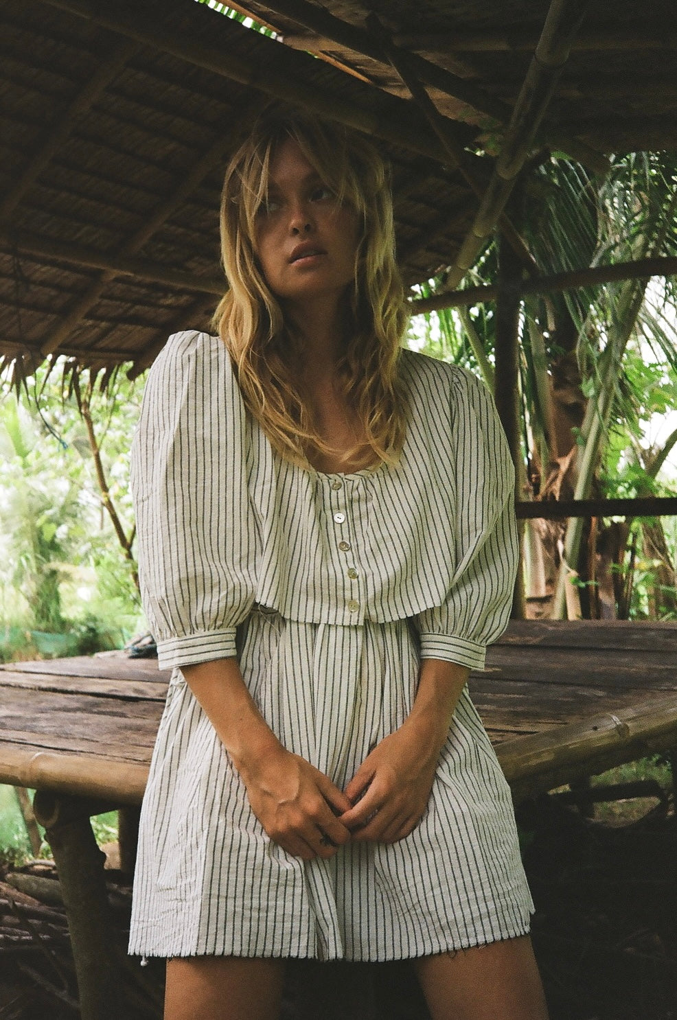 Stripe Puff Sleeve Top