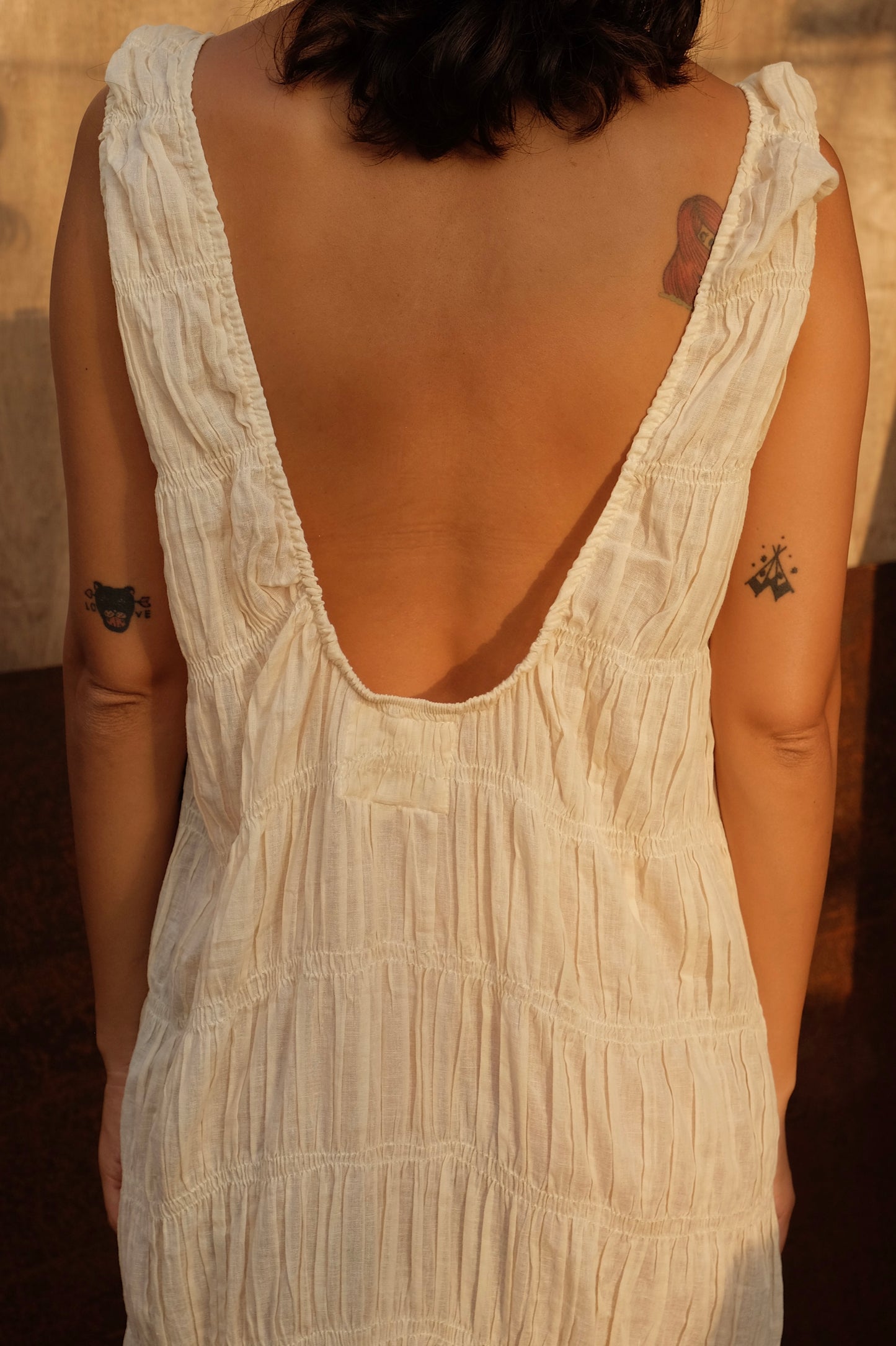 Cloud Low Back Midi Dress in Cempaka