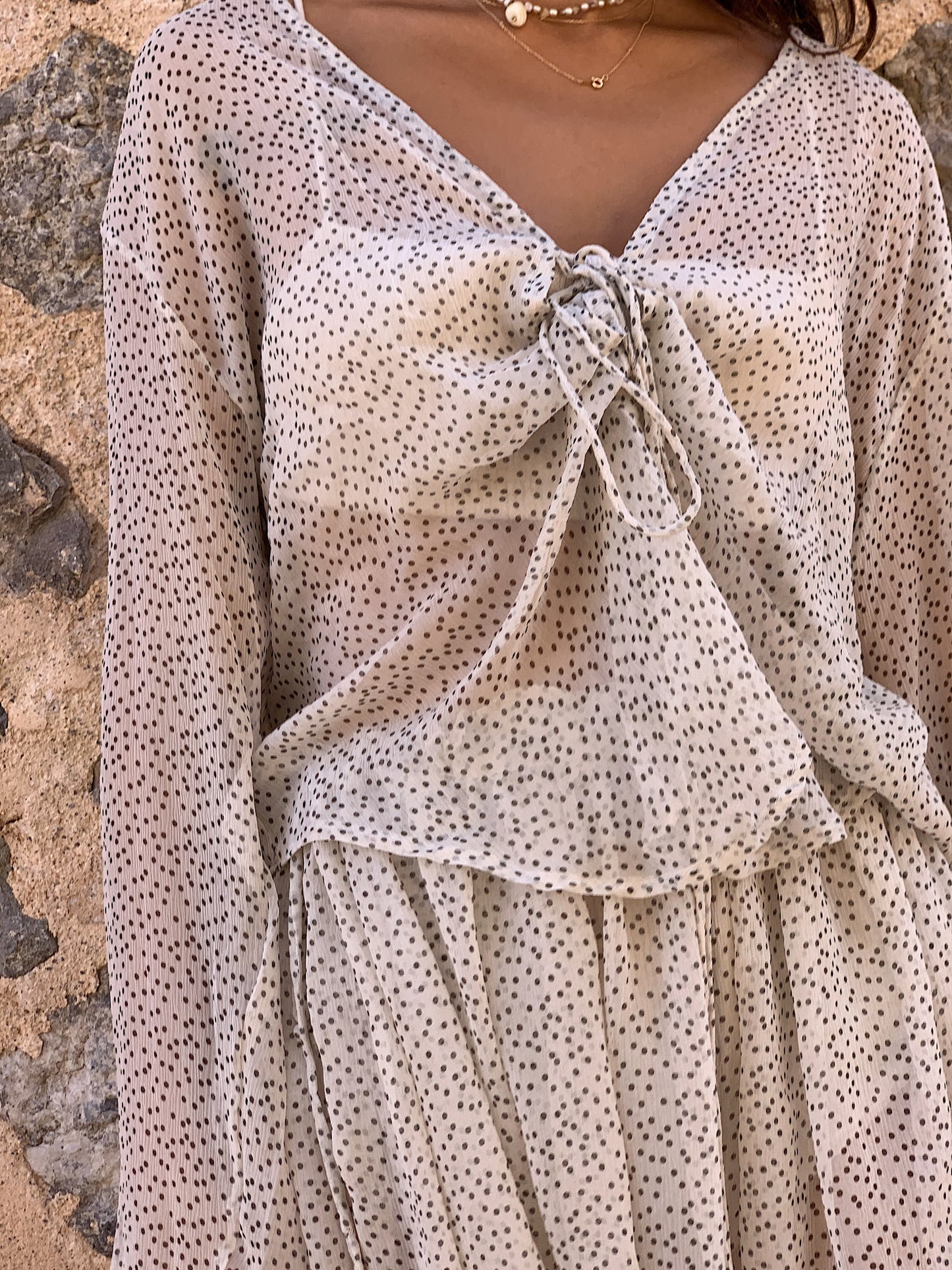 Polka Dot Silk Tie Shirt