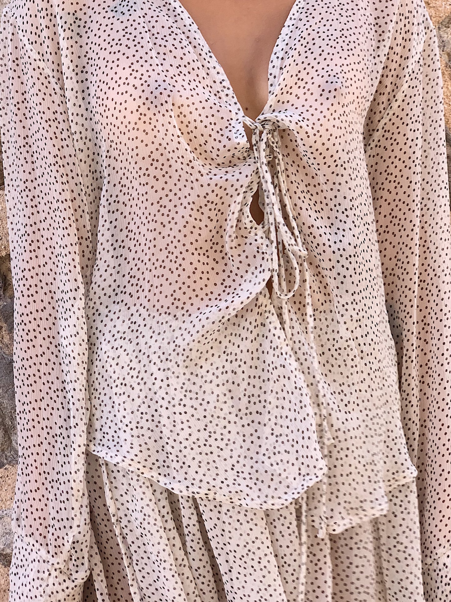 Polka Dot Silk Tie Shirt