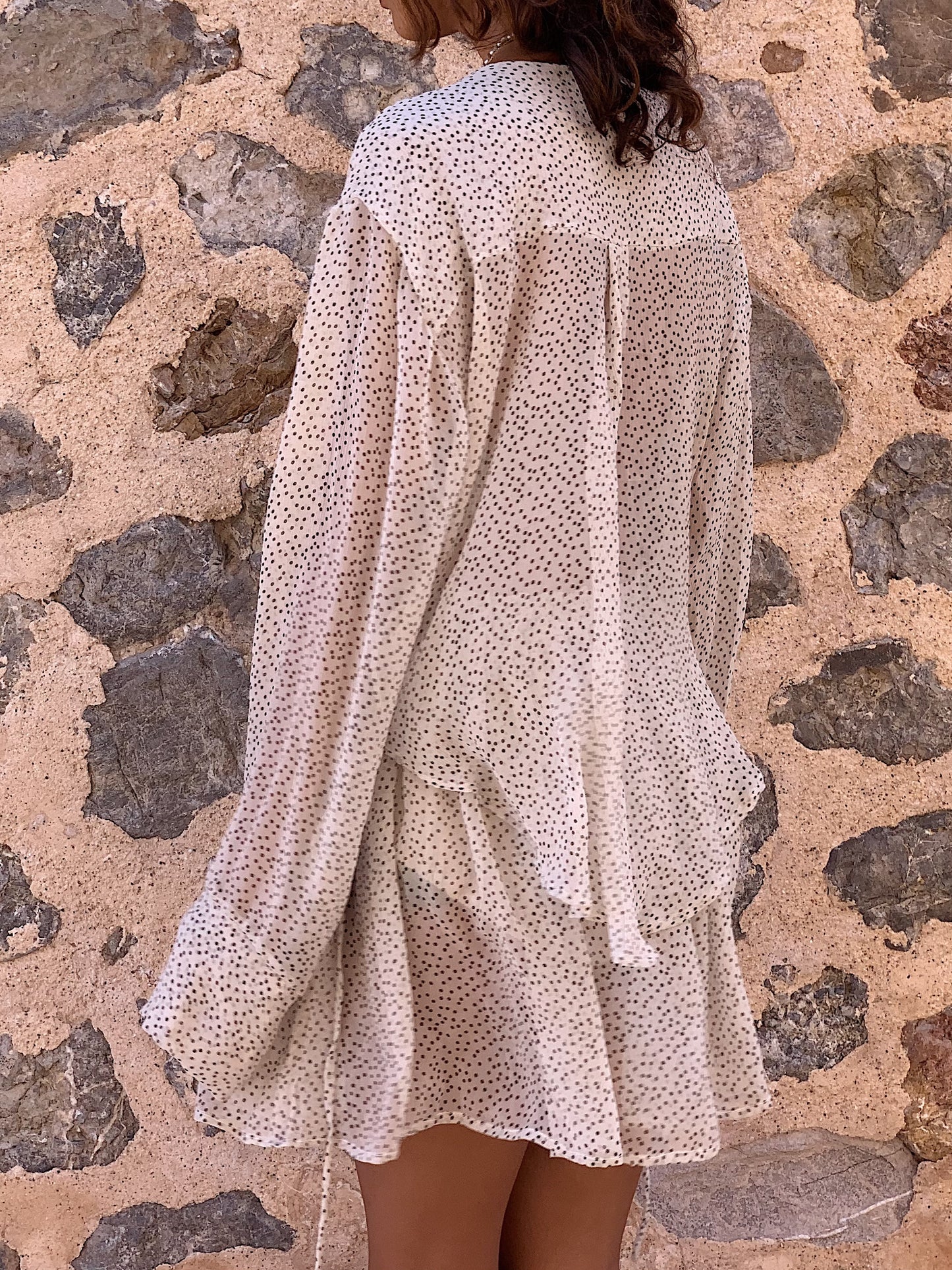 Polka Dot Silk Tie Shirt