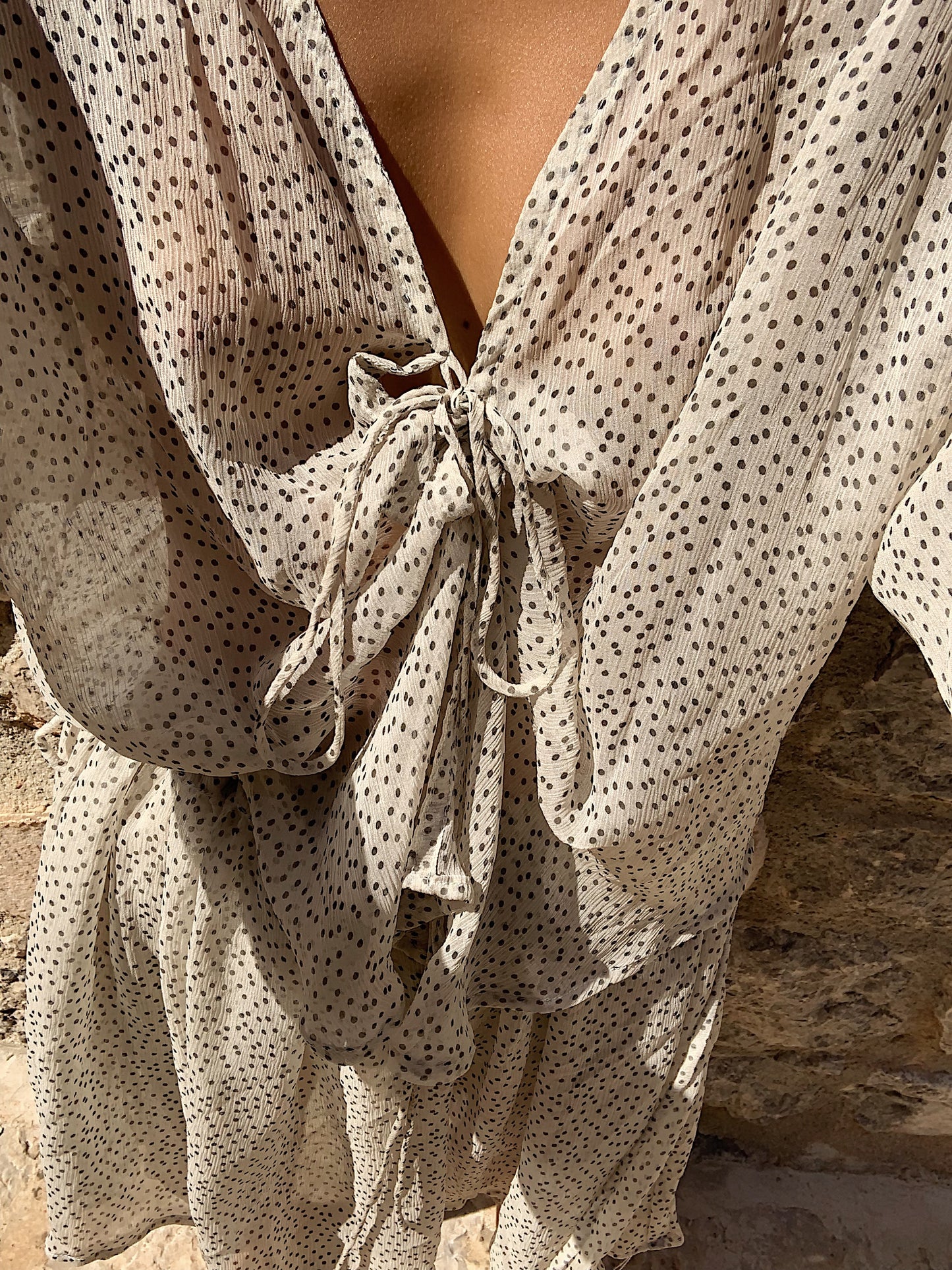 Polka Dot Silk Tie Shirt